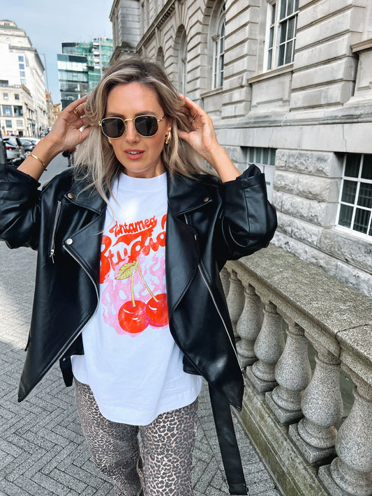 CHERRY Oversized T-Shirt - White